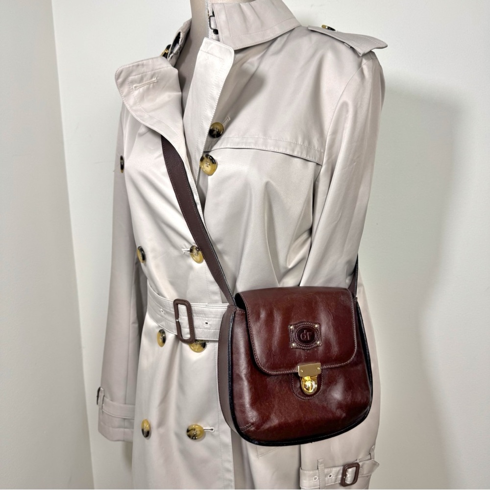 Vintage Del Rio Brown Leather Saddle Bag Shoulder Handbag